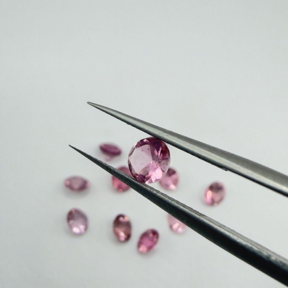 Lot of 11 Natural Pink Tourmaline Loose Gemstones 5.0CTW Round & Pear 4-5mm
